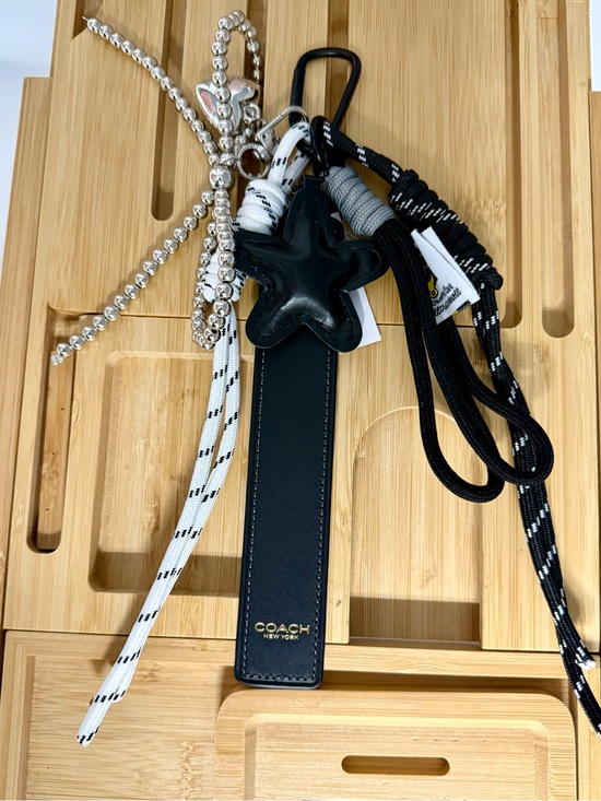 Coach Accessories - Coach Black Leather Charm with Silver Bead Accents